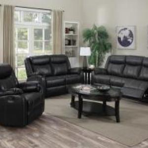 LEEDS Leather LUX & PU Manual Recliner Sofa in Espresso & Gun Metal