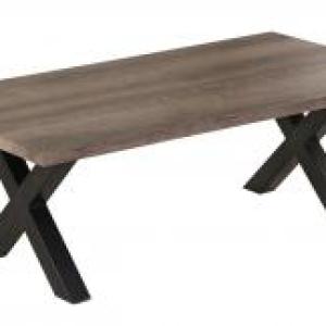 MANHATTAN Rustic Grey Coffee Table with Black Metal Legs