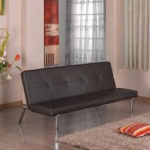 SEATTLE PU Sofa Bed in Black & Brown with Metal Frame
