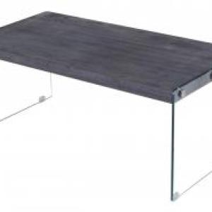 TITAN Black Walnut Coffee Table with Clear Glass Sides