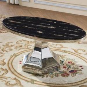 VASTO Black Marble Coffee Table with Stainless Steel Base