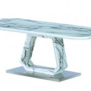 WESTLAKE White Marble Effect Coffee Table with Stainless Steel Base