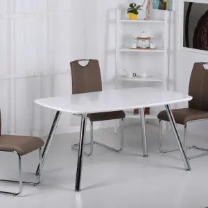 VERA Brown PU Dining Chair with Chrome Frame - Set of 2