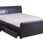 VIVA PVC Bed Frame with 4 Drawers in Black & Brown