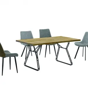 WATERLOO Cappuccino Fabric & PU Dining Chair with Black Metal Legs - Set of 2