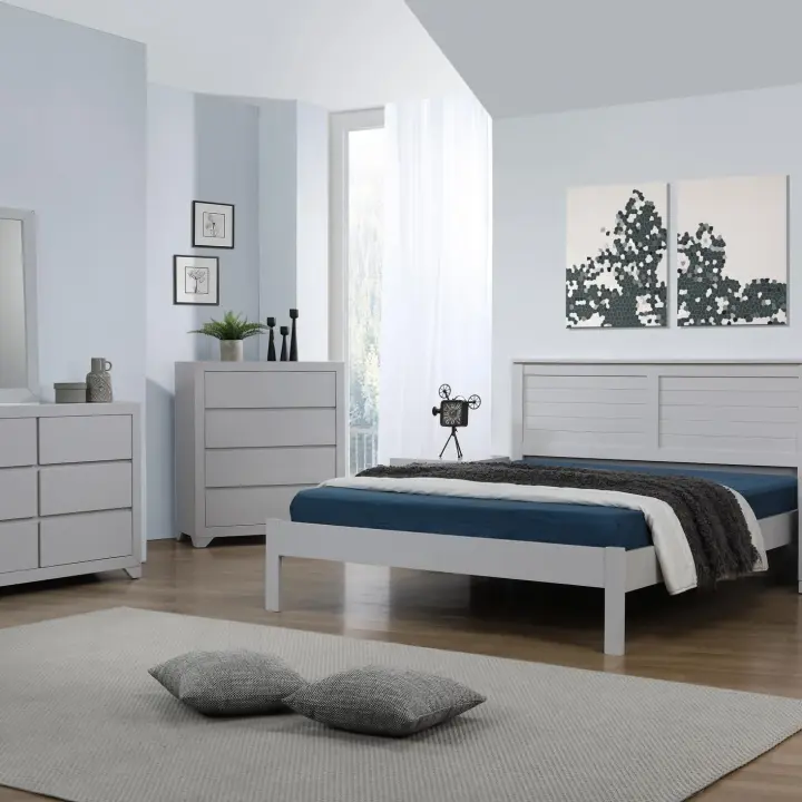 WILMOT Solid Wood Bed Frame in Grey