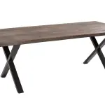 YALE Solid Oak Dining Table with Black Painted Iron Legs