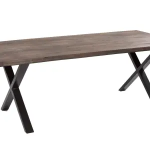YALE Solid Oak Dining Table with Black Painted Iron Legs